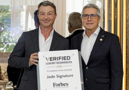The Jade Signature General Manager Michael Ryan and President of South Florida High-Rise Hector Vargas