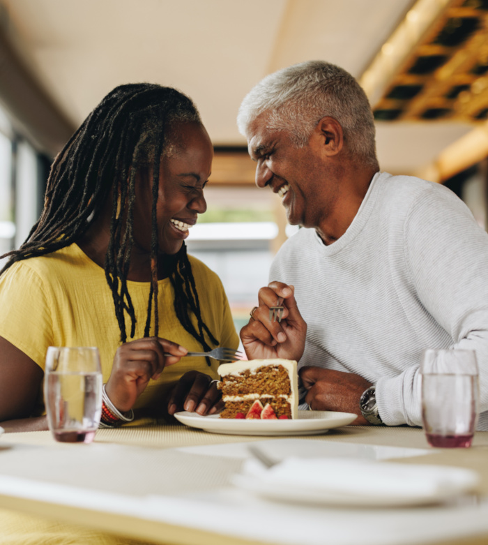 Couple having dinner at a high-rise building