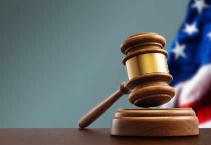 a gavel with U.S. flag