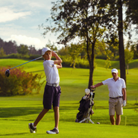 Father and Son Golfing