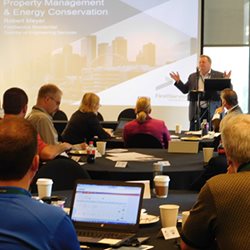 Robert Meyer addresses energy efficiency professionals as keynote speaker at Franklin Energy Multifamily Summit