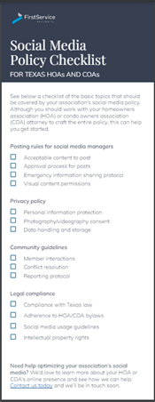 Social media guidelines texas hoa coa download checklist